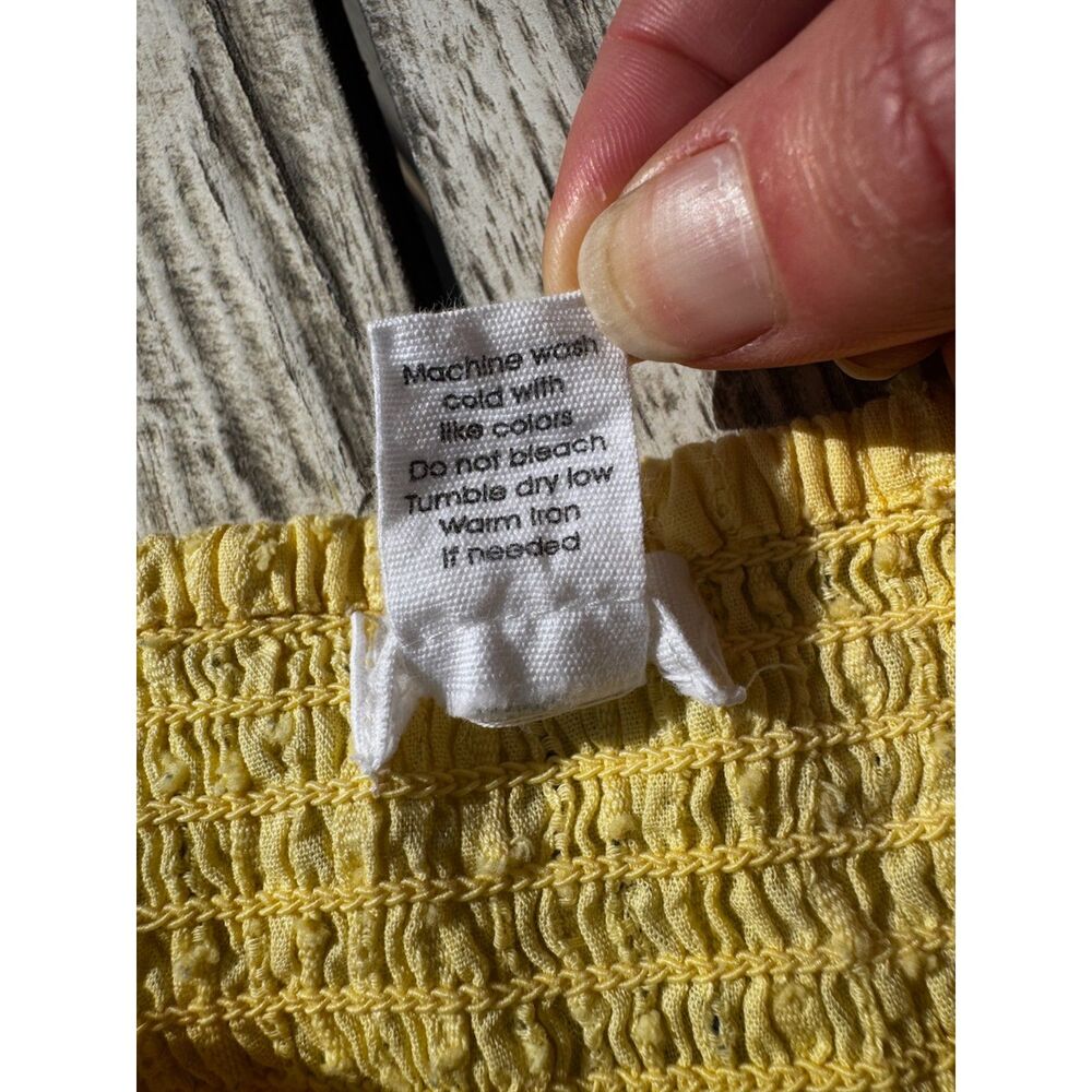 Japna Butter Yellow Eyelet Ruffle Hem Sun Dress Smocked Back Boho Summer M - Picture 10 of 15